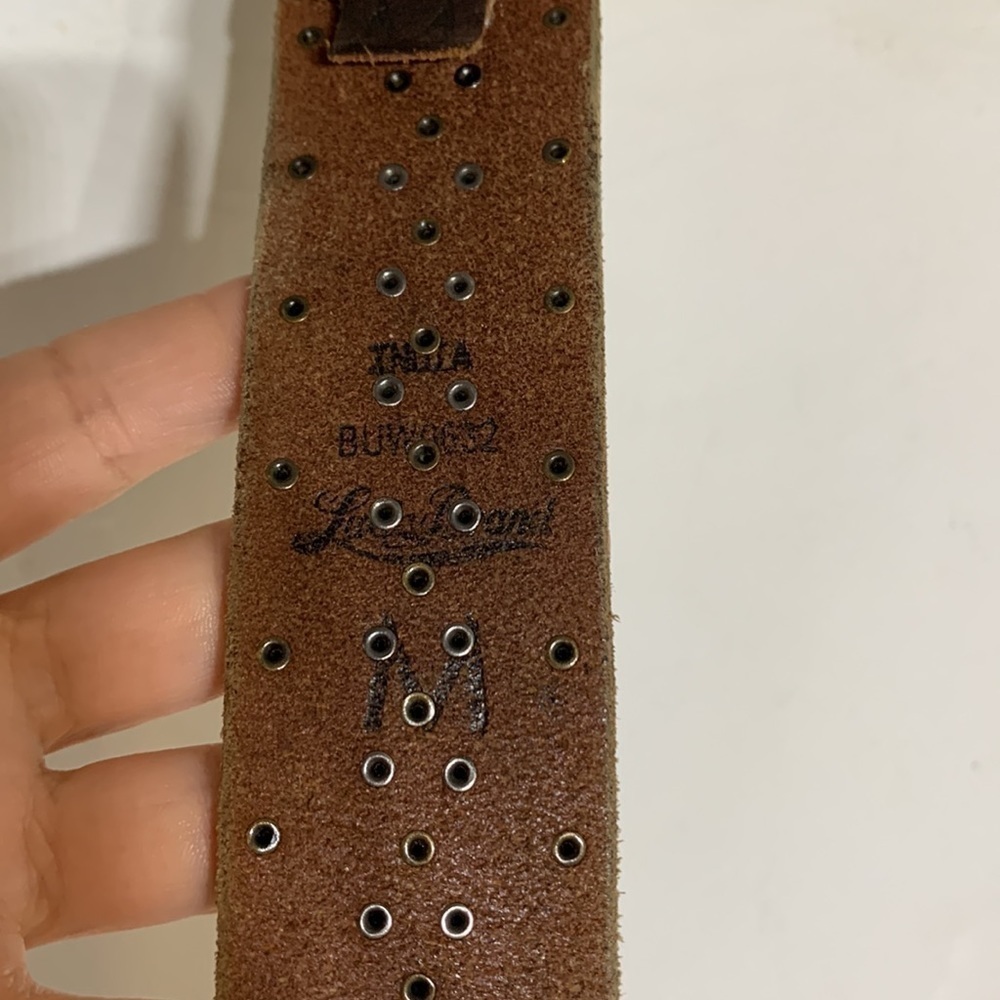 Lucky brand brown leather embroidered studded bohemian belt size medium - Picture 5 of 12